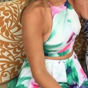 L’ATISTE Two Piece Watercolor Set (Top & Skort)